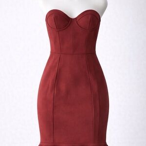 Strapless Bodycon Maroon Dress